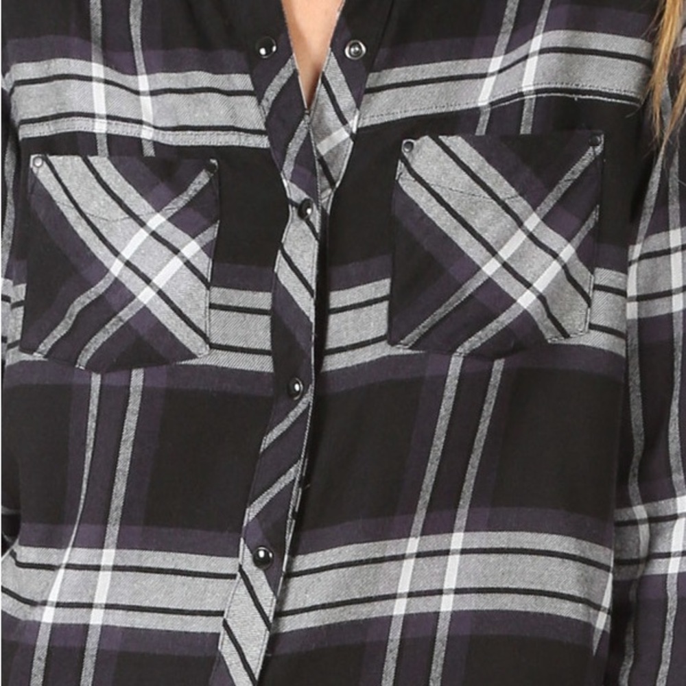 Rails Leo Button Down Top In Black Ash White Xs - image 4